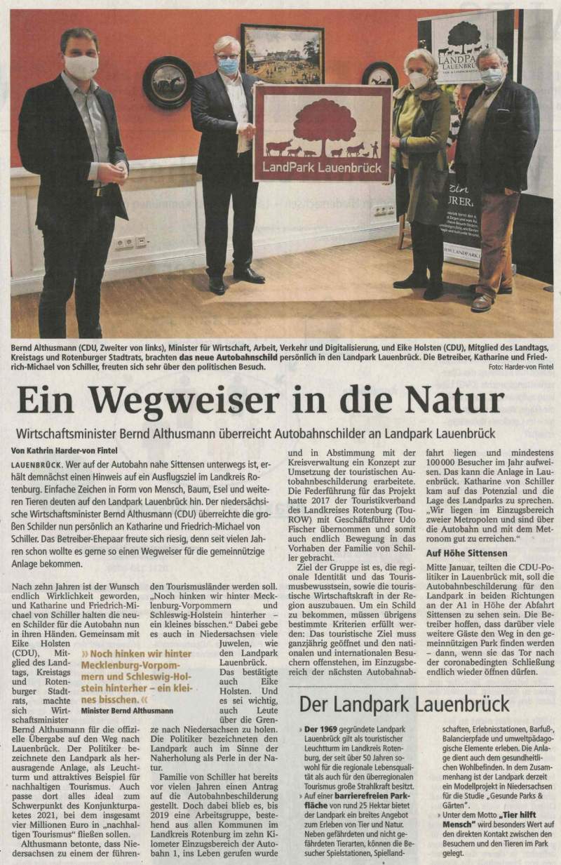 Artikel von Frau Harder von Fintel, erschienen in der Zevener Zeitung am 31.12.2020